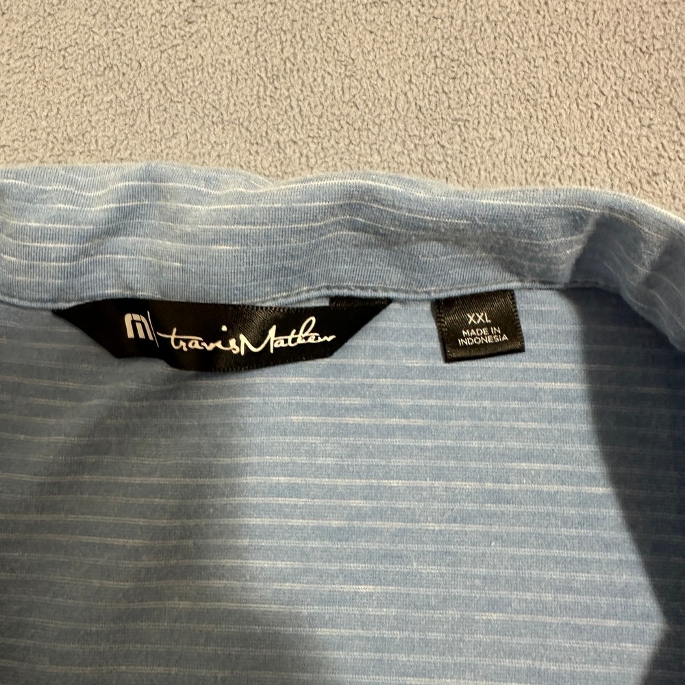 Travis Mathew Striped Performance Quarter Zip Pullover Sweater Blue Mens XXL - Picture 5 of 13
